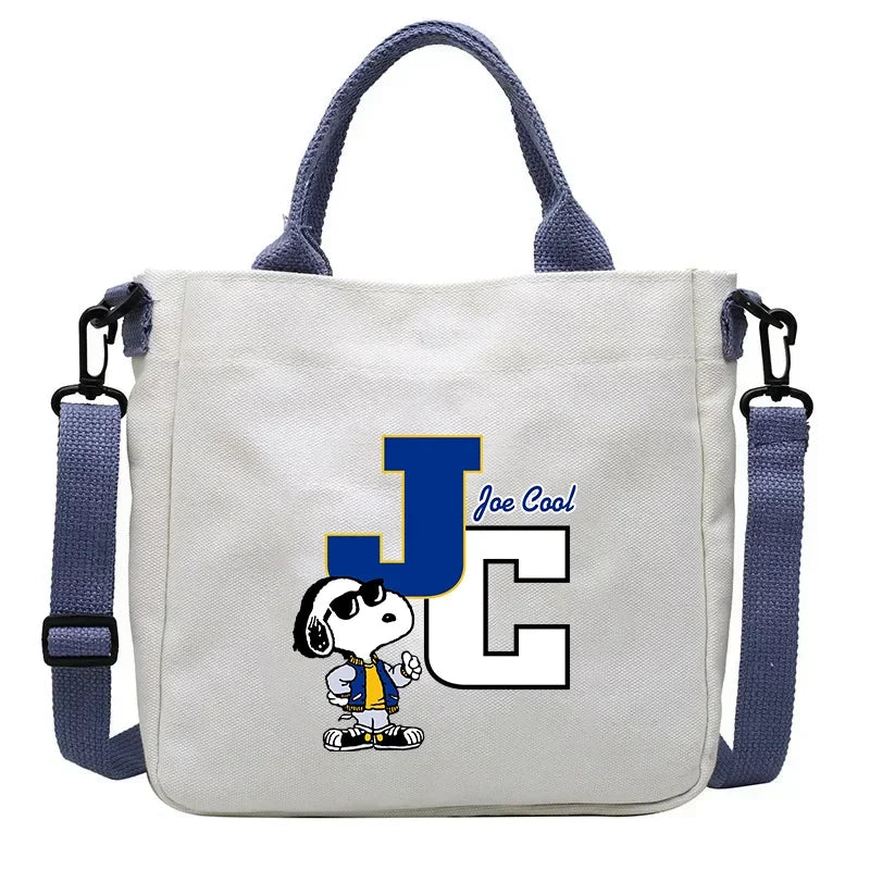 Snoopys Cartoon Canvas Bag Children Crossbody Bags School Bookbag Student Supplies Lightweight Portable Kawaii Shoulder HandBag