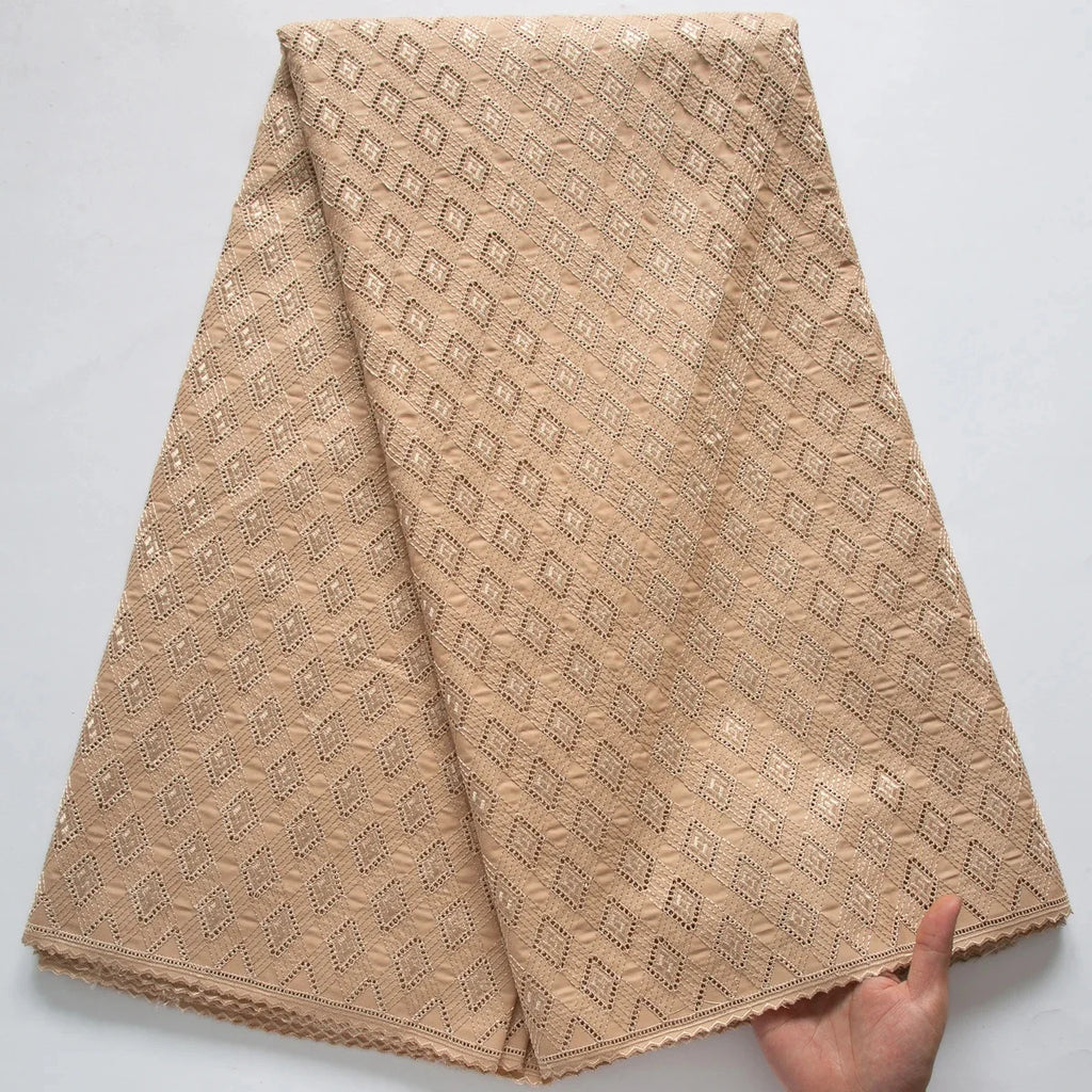 New Design Dubai Cotton Lace Nigerian Fabric Embroidery 5 Yards African Lace Fabric 2025 High Quality Swiss Dress For Men S3822