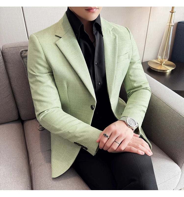 Men Suit Jacket Blazer Hombre High-quality Fashionable and Elegant Men Business Slim Fit Suit Jacket Social Party Formal Jacket