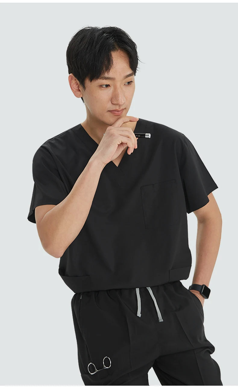 2026 V-neck Medical Nursing Uniforms for Men Short Sleeves Scrubs Surgical Sets Pediatrics Hospital Clothing S21