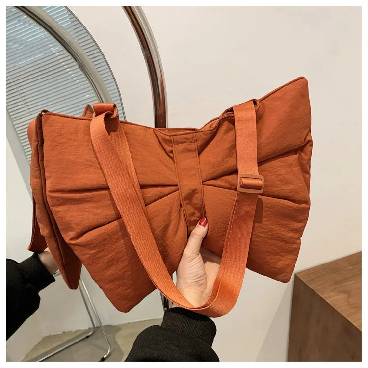 Soft Nylon Women's Portable Shoulder Bag Large Capacity Female Commute Crossbody Bags Simple Design Ladies Tote Purse Handbags