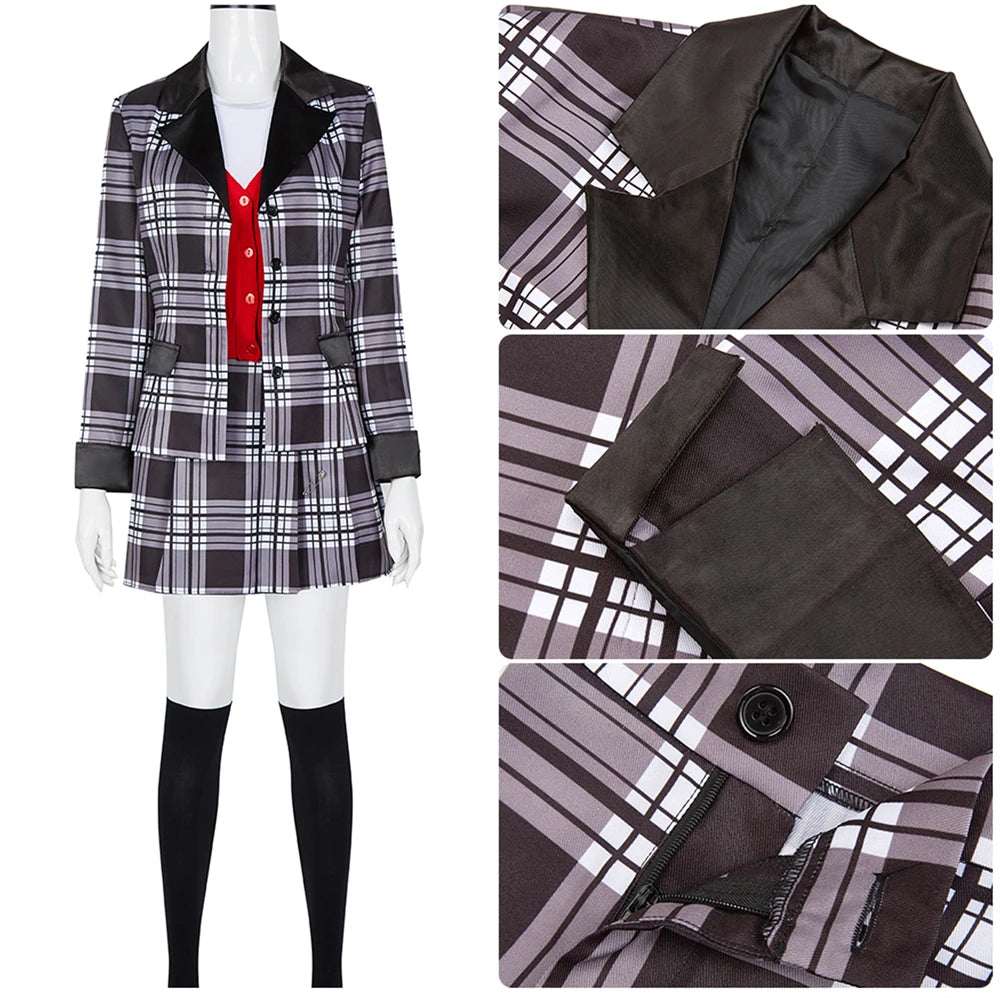 Movie Cher Horowitz Dion Dress Suit School Uniform College Jacket Skirt Woman Outfits Halloween Cosplay Costume