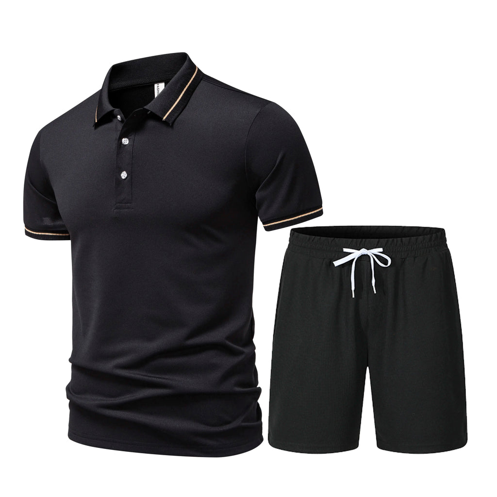 2026 New Men's Summer Collar Short Sleeve T-shirt Set Fashion