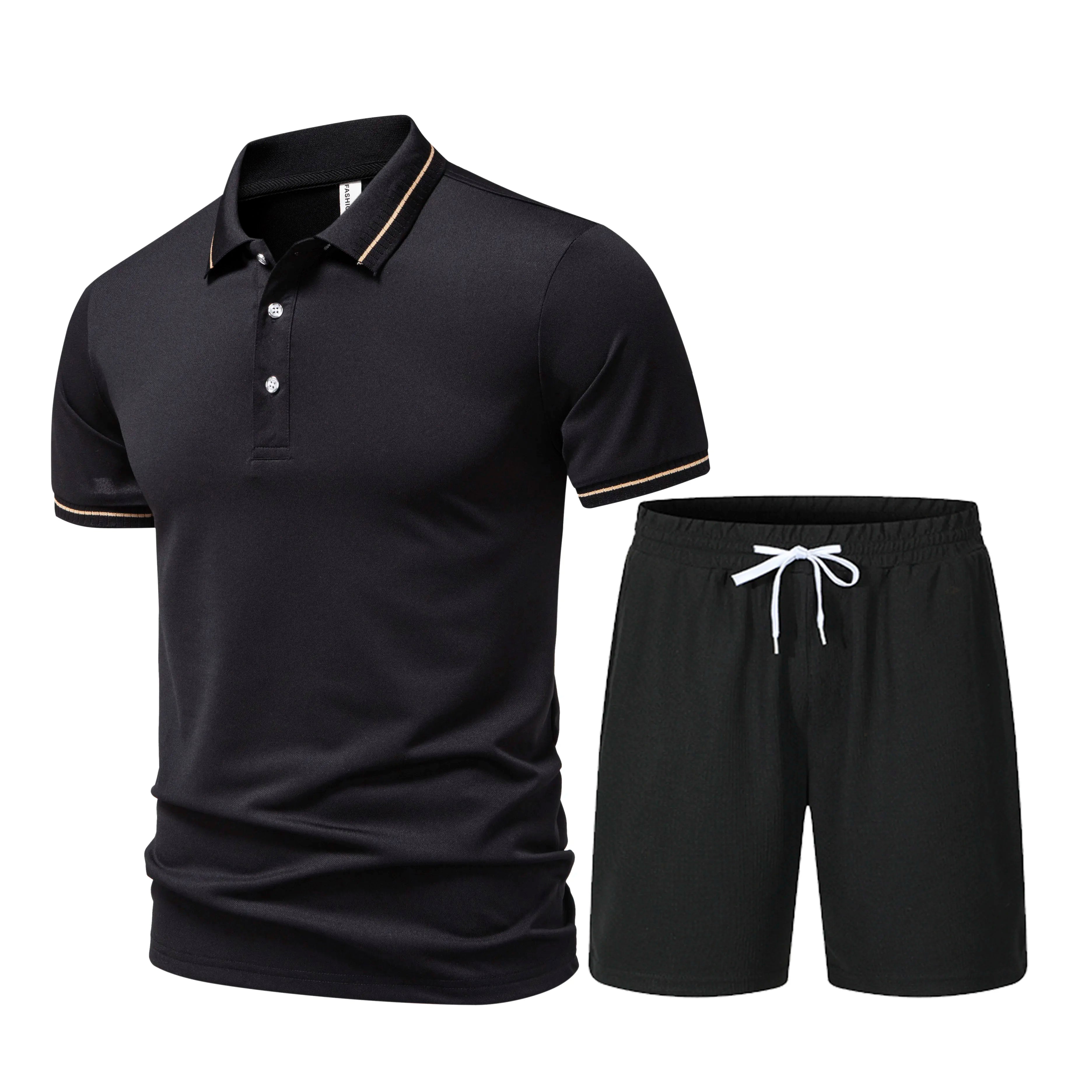 2026 New Men's Summer Collar Short Sleeve T-shirt Set Fashion