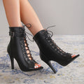 Women High Heels High Quality Latin Dance Shoes Fashion Party Jazz Dance Shoes Sexy Heeled Sandal Lace-up High Heels Ankle Boots