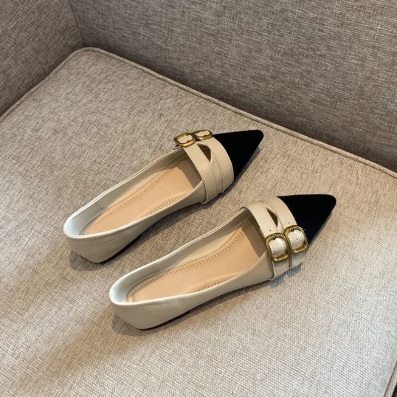 Ladies Summer Footwear Flat Office Black Shoes for Women 2025 Low Heel Elegant Pointed Toe Flats Beau Today High Quality 39 Shoe