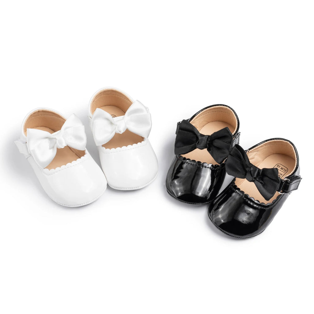 KIDSUN Newborn Baby Girl Shoes PU Leather Bowknot Dress Shoes Infants Rubber Non-Slip Toddler First Walker Baby Shoes Girls