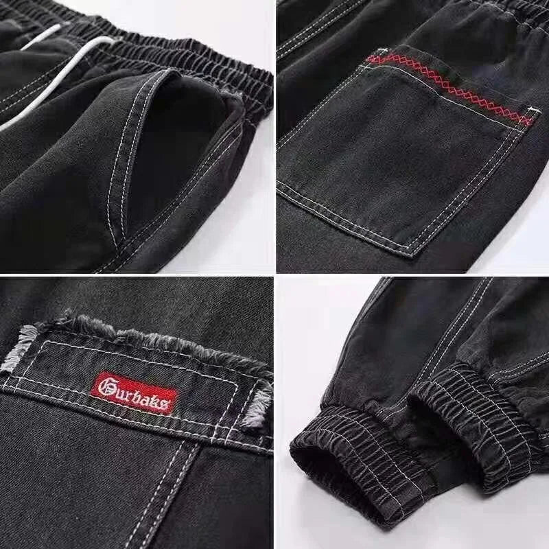 2025 New Streetwear Hip Hop Cargo Pants Men's jeans Cargo Pants Elastic Harun pants Joggers Pants In Autumn and Spring Men Cloth