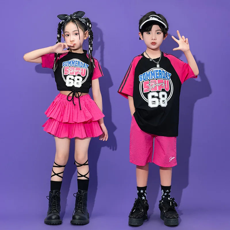Teenager Kids Hip Hop Dance Costumes For Children Yellow Kpop Hiphop Stage Outfits Girls Boys Jazz Performance Rave Clothes