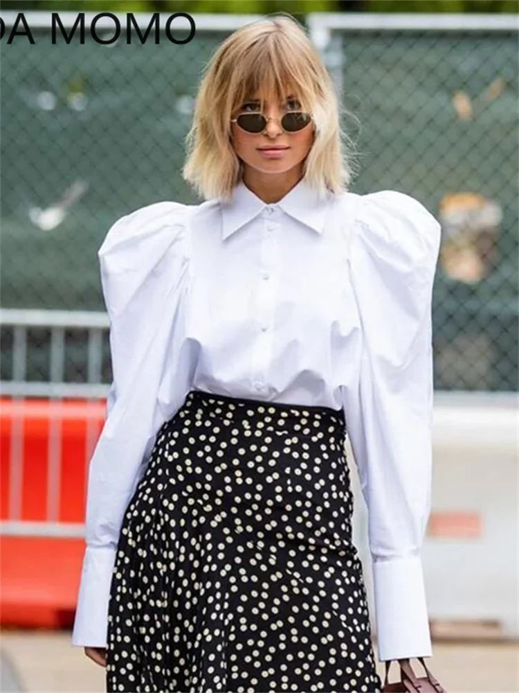 blusas 2022 summer Top female women shirts Women's white shirt Blouses tops puff Long sleeve Chic woman blouse vetement femme