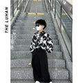 4-14Y Teenage Boy Shirt Outfit Fashion Kids Spring and Autumn Clothing New Korean Ink Painting Shirt and Wide-leg Suit Pants Set
