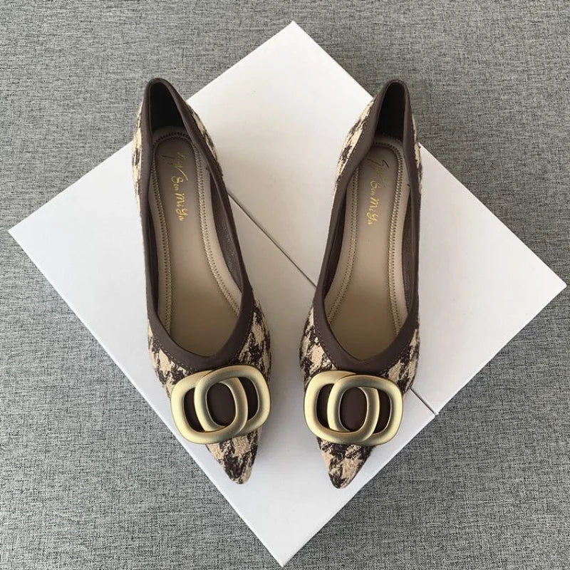 Office Shoes For Women 2025 Ladies Summer Footwear Luxury Leather Casual Formal Pointed Toe Low Heel Elegant Popular Wholesale H