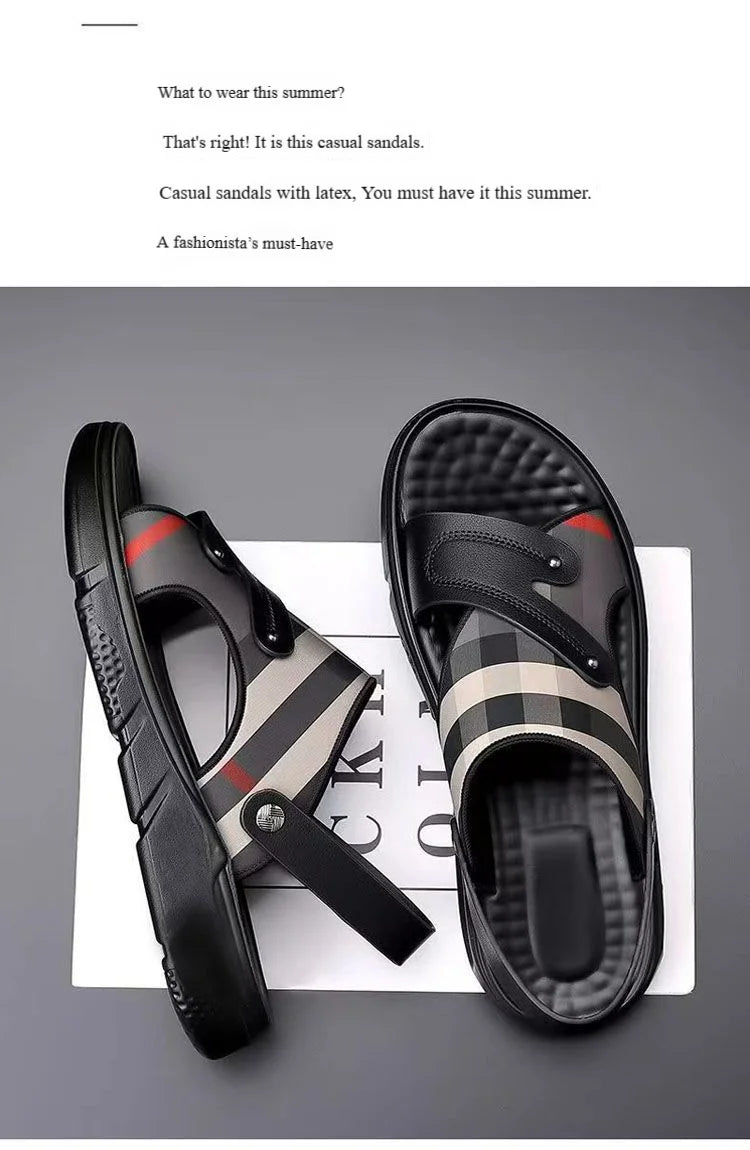 Luxury Men's Sandals - Premium Summer Slide Sandals Anti-Slip Soft Sole Outdoor/Indoor Durable Comfortable Trendy High-End