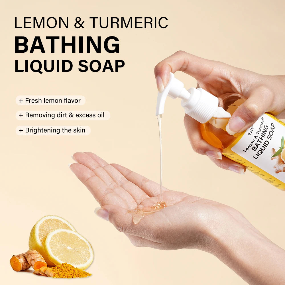 Turmeric Brightening Body Wash | Gentle Shower Gel for Uneven Skin |  Deep Cleansing, Hydrating Formula | Body Scrub