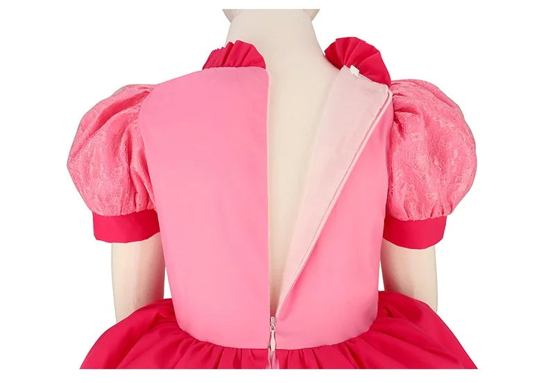Kids Girls Summer Dresses Short Sleeve Print Costume New Movie Peach Princess Cosplay Dress Children Party Dress Birthday Gift