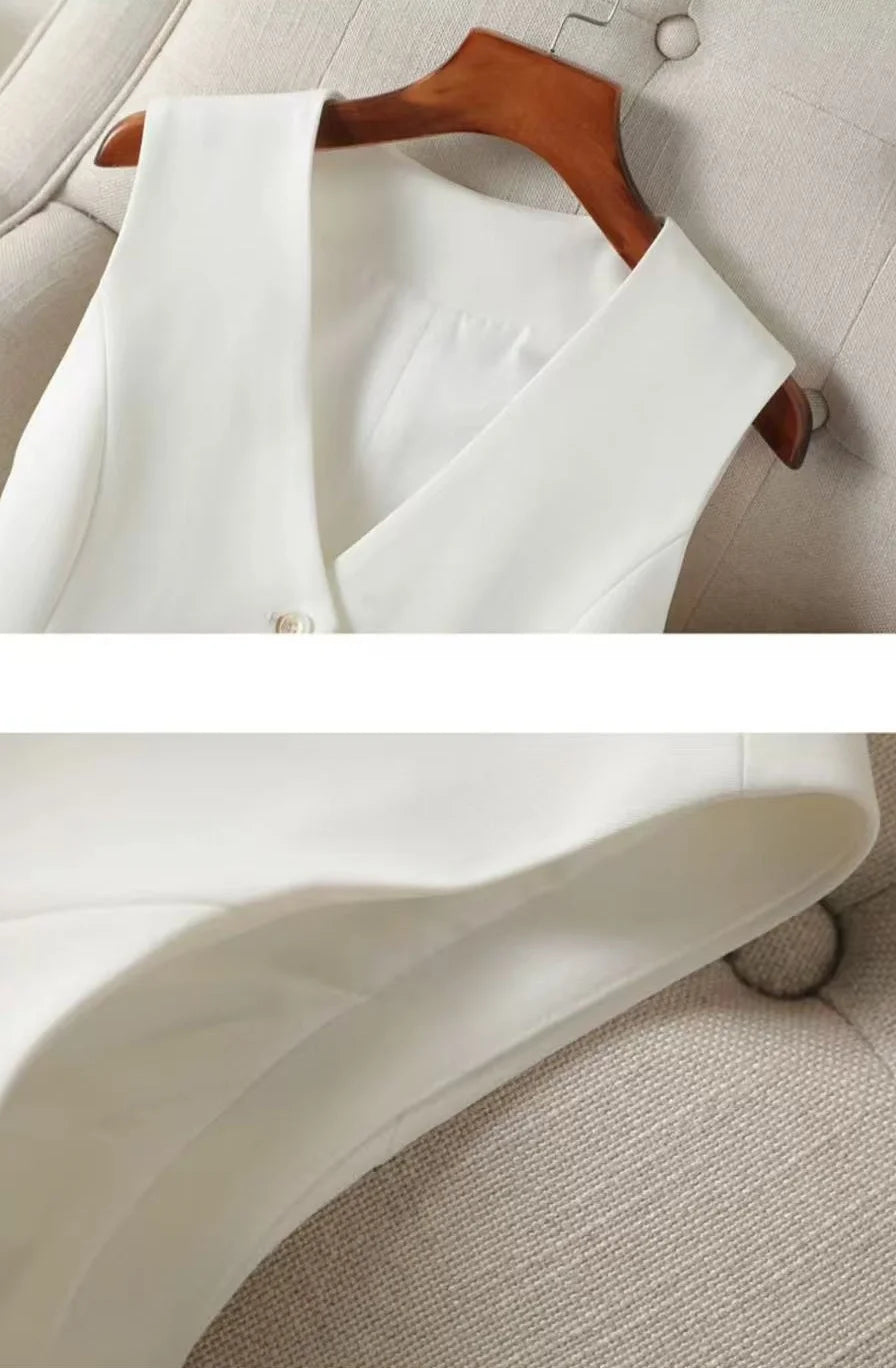 Women's Formal Business Vest Sleeveless Tailored Button Up Waistcoat Professional Office Outerwear Top Slim Fit Professional