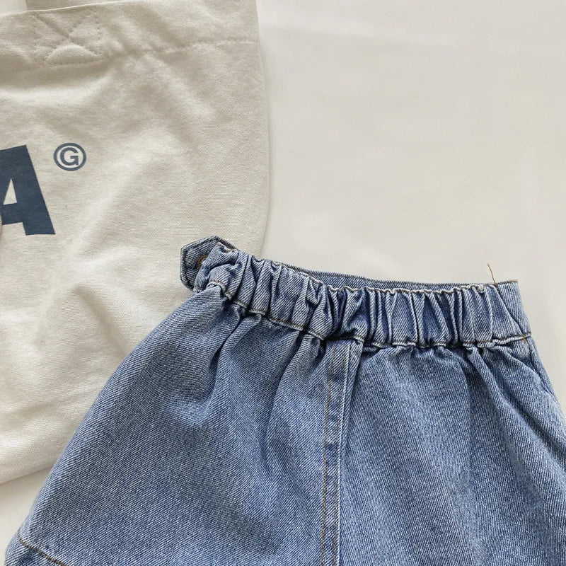 Denim Skirt Girl Summer Shorts Fake Skirt for Baby 2-8 years old Girl Half Skirt Children Bottom Kid Clothing Korean Style