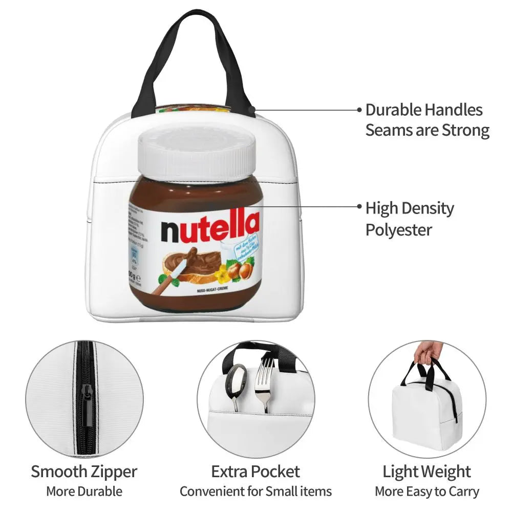 Custom Italy Nutellas Thermal Insulated Lunch Bag Women Portable Lunch Container for Outdoor Picnic Storage Food Box