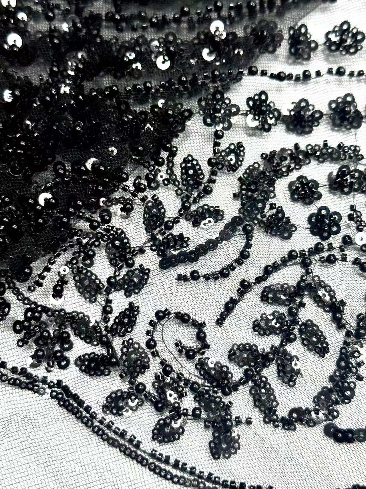 African Tulle Lace Fabric French Sequins Fabric Sewing Embroidery With Beads Lace Tulle Mesh Nigeria Dress 5 Yards sewing SZ1682