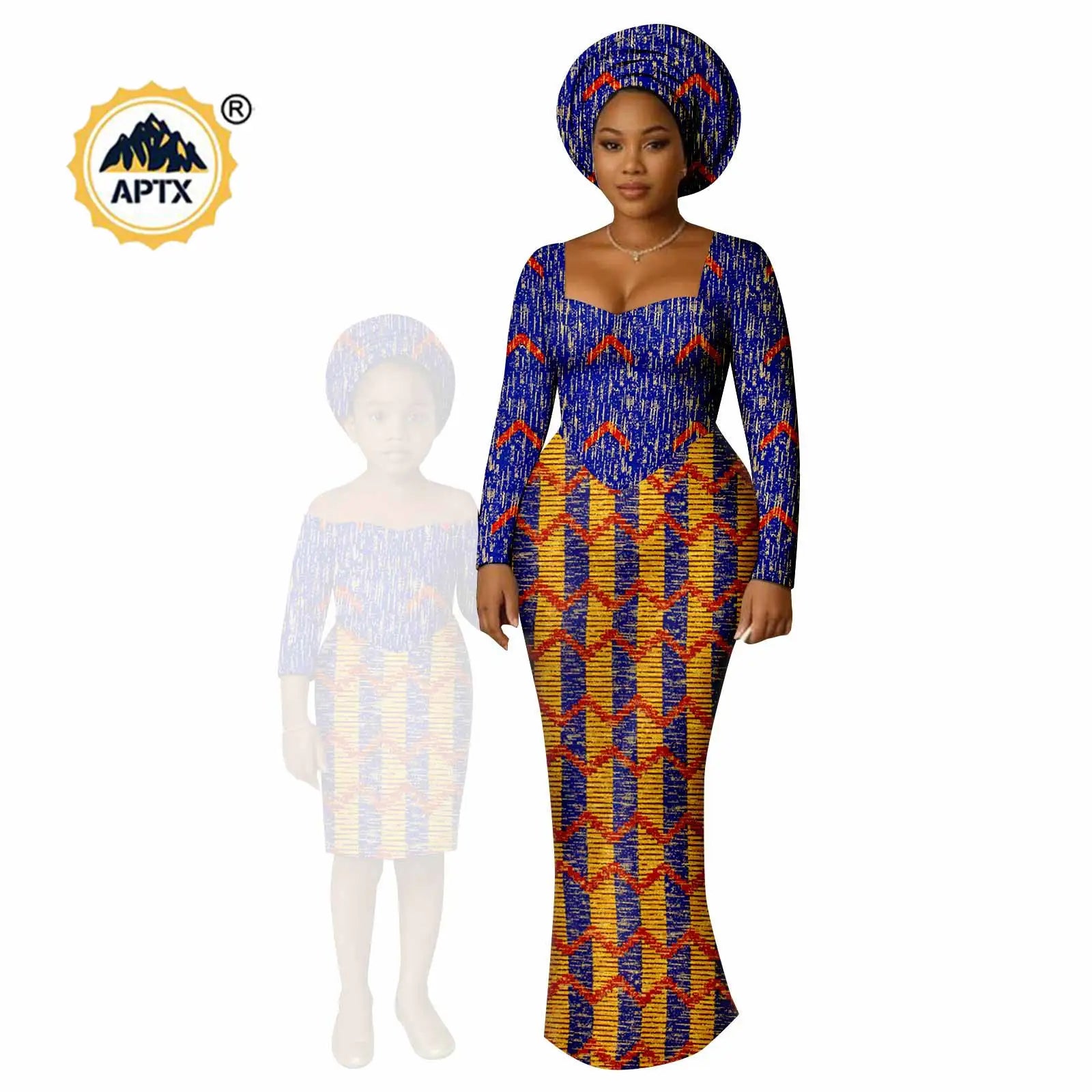 African Print Long Dresses for Women Family Outfits Dashiki Couple Clothes Mom and Daughter Dresses Ankara Outwear 25F029