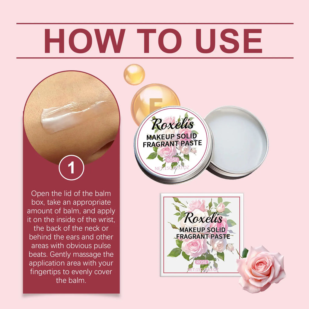 ROXELIS Rose Paste Body Balm Solid Balm Sets Solid Perfume Portable Pocket Balm Perfume Perfect for Travel Use Parfum Women's
