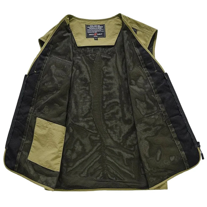 Summer Men Breathable Outdoor Sleeveless Vest Man Multi Pocket Sport Cargo Vest Man Fish Work Safari Vest Waistcoat Big Size 6XL