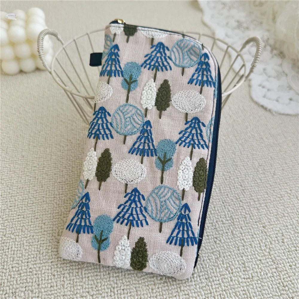 Ladies' Coin Purses Handmade Cotton Linen Embroidery National Personalized Canvas Lipstick Mobile Phone Glasses Storage Bags