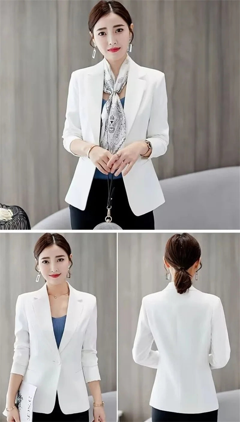 Women's Blazer 2025 Red Long Sleeve Blazers Pockets Jackets Coat Slim Office Lady Jacket Female Tops Suit Blazer Femme Jackets