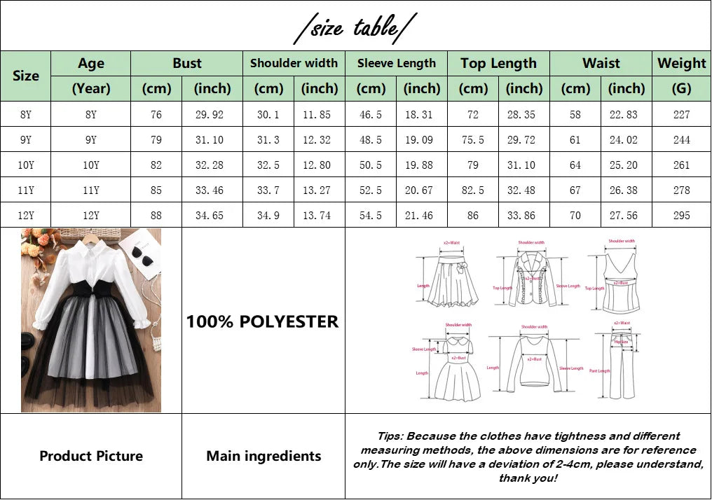 Teen Girls Long Sleeve Dress Waist Seal Net Mesh Patchwork Lapel Casual Dress For 8 9 10 11 12 Years Girls Daily Wear