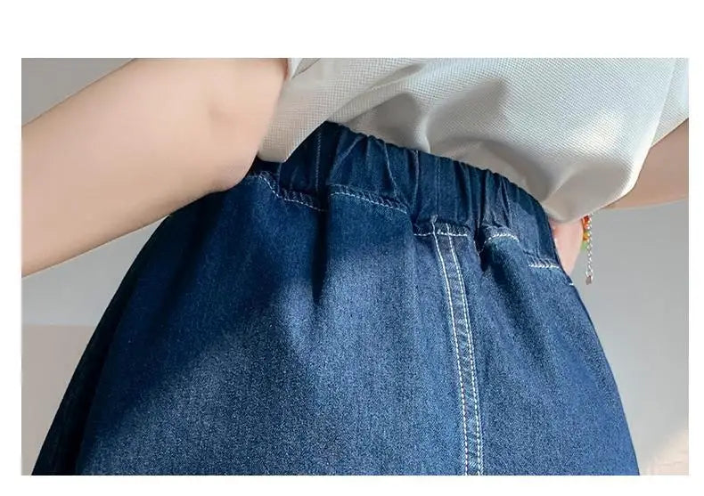 Kids Girls Denim Skirt 2025 New Children Summer Casual Skirts Teenage Girls Blue Jean Skirt Korean Style School Wear Clothes