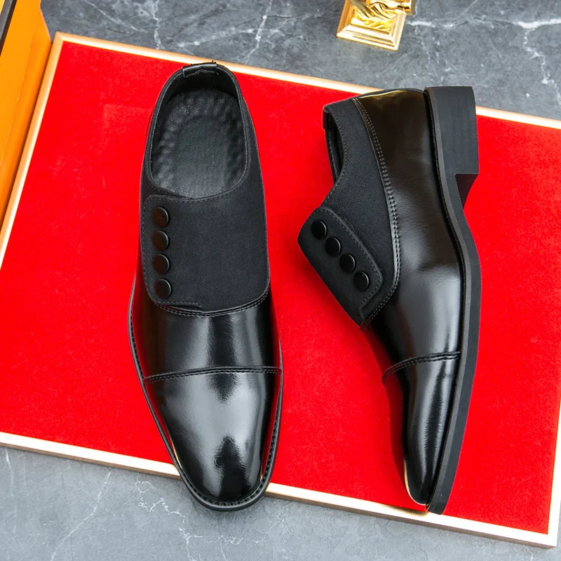 High End Brand Men's Leather Casual Shoes Office Men's Business Shoes Luxurious Banquet Pointed Toe Shoes for Wedding Brown