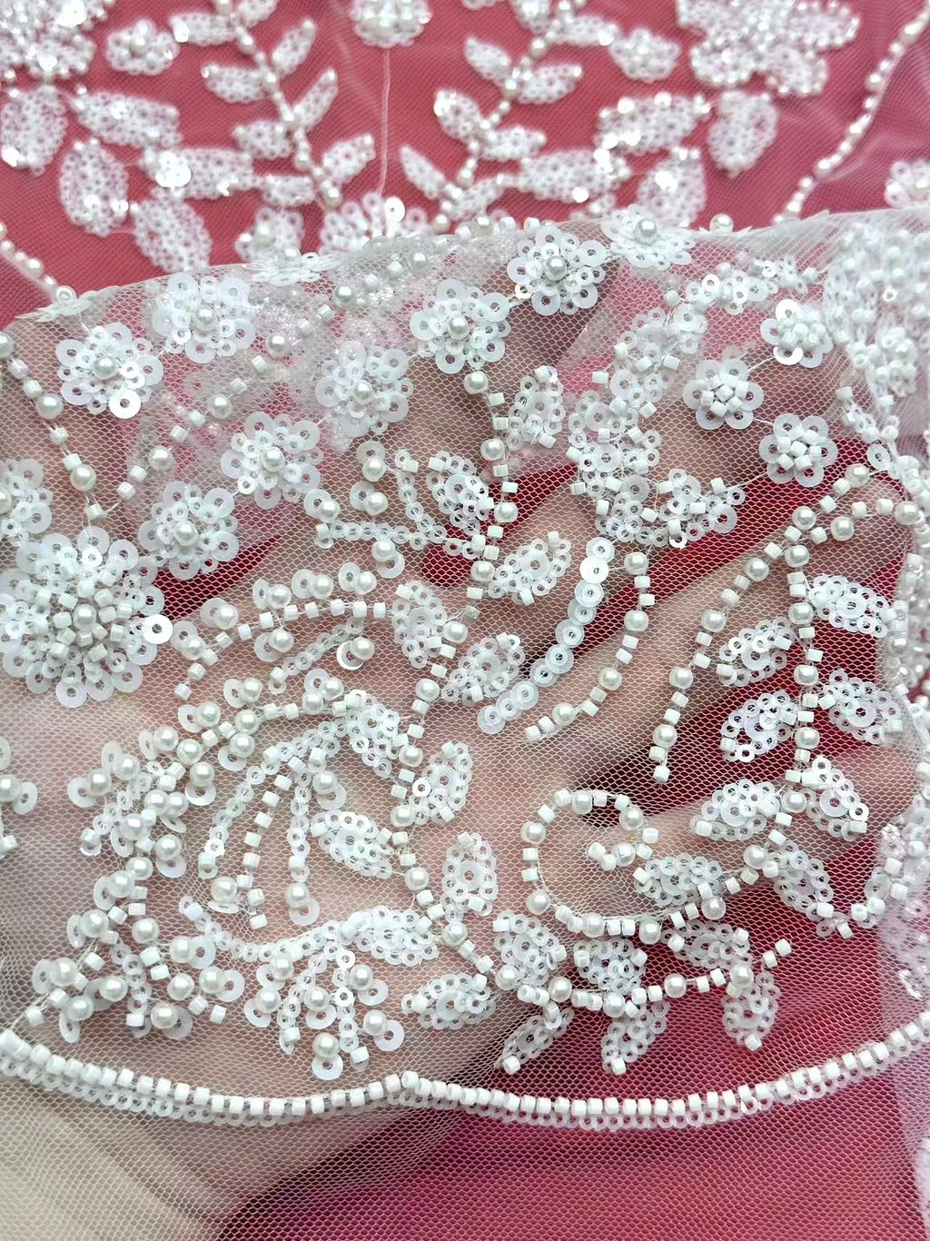 African Tulle Lace Fabric French Sequins Fabric Sewing Embroidery With Beads Lace Tulle Mesh Nigeria Dress 5 Yards sewing SZ1682
