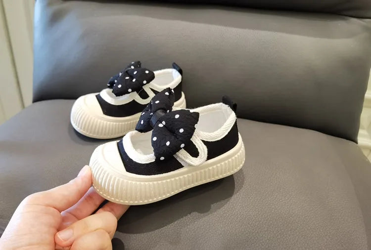 Zapatillas Kid Sneakers Autumn Anti Kick Girl Canvas Shoes Bow Baby Walking Shoe Soft Sole Casual Shoe Kid Shoes Zapatos Niña