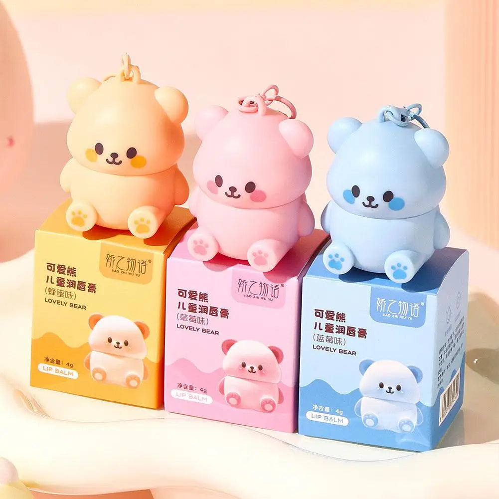 1PCS Childrens Lip Balm Bear Shape Moisturizing Care Kids Adult Lip Protection Dryness Prevention Gentle Lip Care Essential