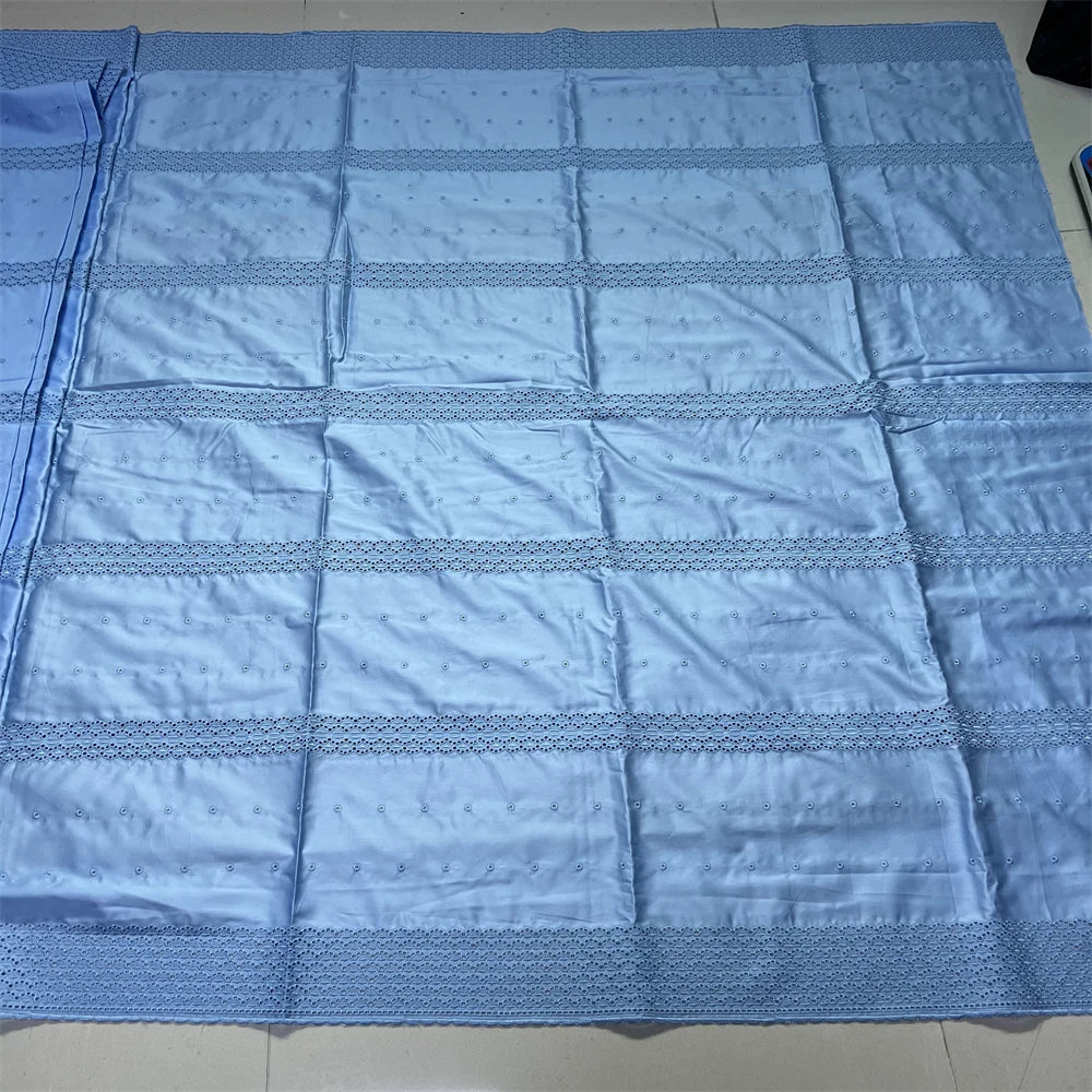 2026 High-Quality African Nigerian Tulle Lace Fabric for Dress Sewing Pure Embroidery Damask Cotton Wedding Party 5Yard hz1413