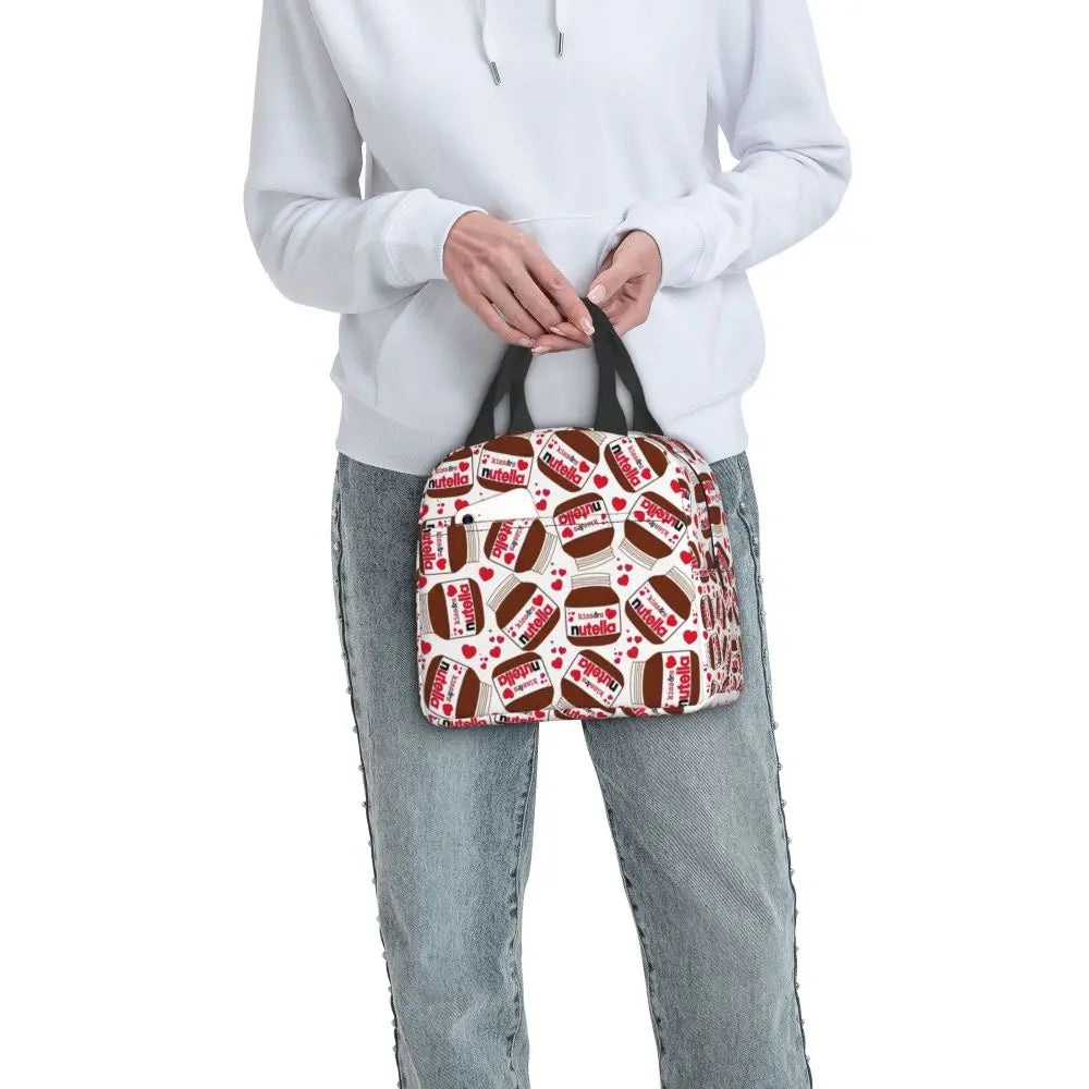 Custom Italy Nutellas Thermal Insulated Lunch Bag Women Portable Lunch Container for Outdoor Picnic Storage Food Box