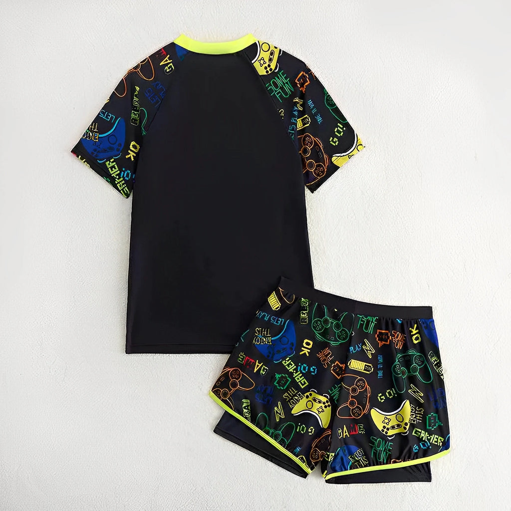 2026 Boys Swimsuit Two Pieces Kids Swimwear With Shorts Printed Children's Bathers Bathing Swimming Swim Suit Summer Beachwear