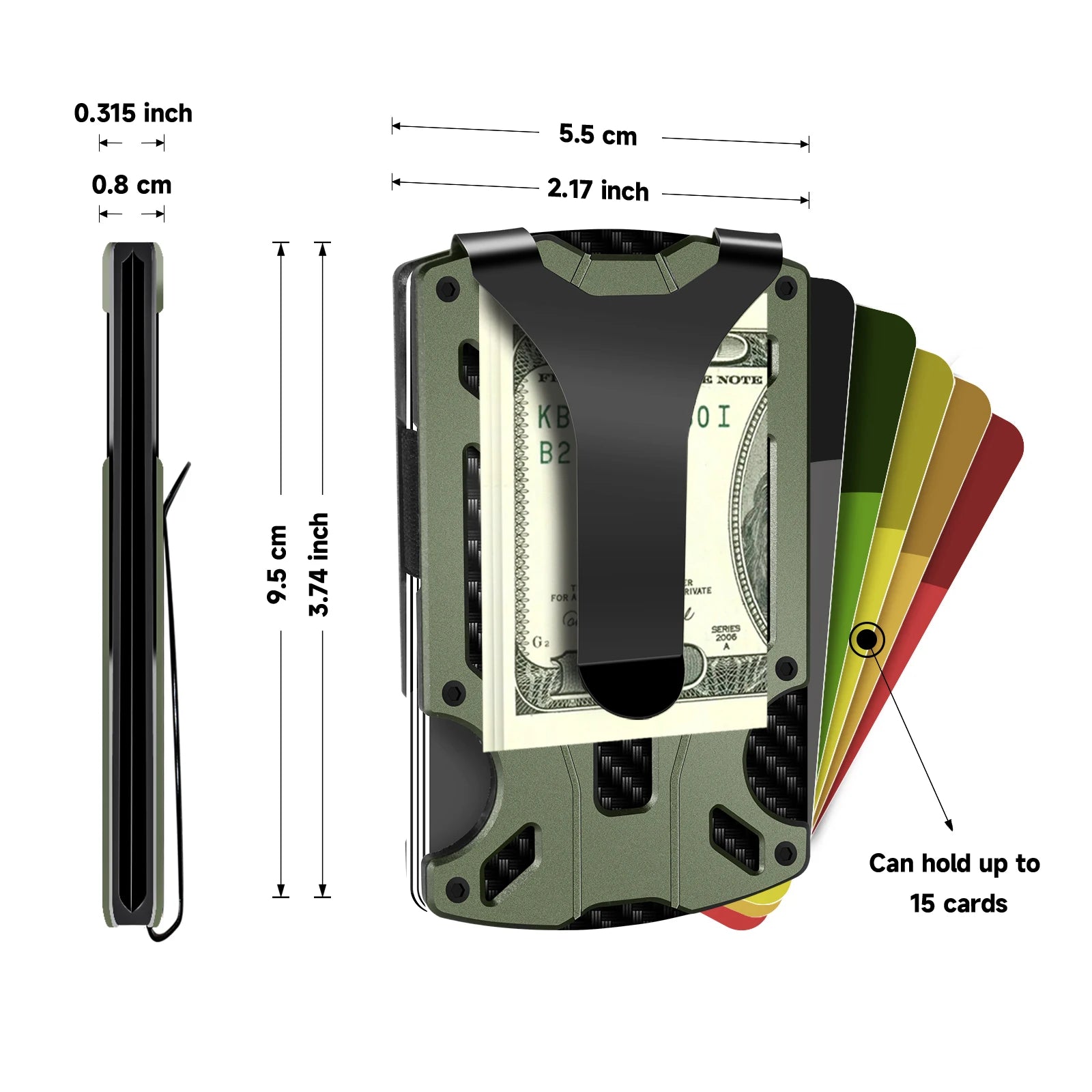 Slim RFID Blocking Metal Wallet for Men & Women with Money Clip Or Cash Strap Scratch Resistant Card Holder