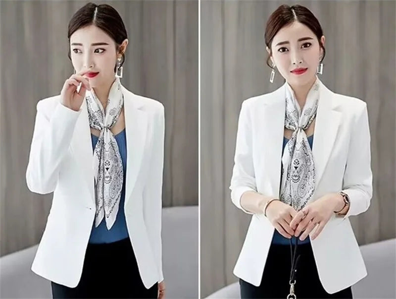 Women's Blazer 2025 Red Long Sleeve Blazers Pockets Jackets Coat Slim Office Lady Jacket Female Tops Suit Blazer Femme Jackets