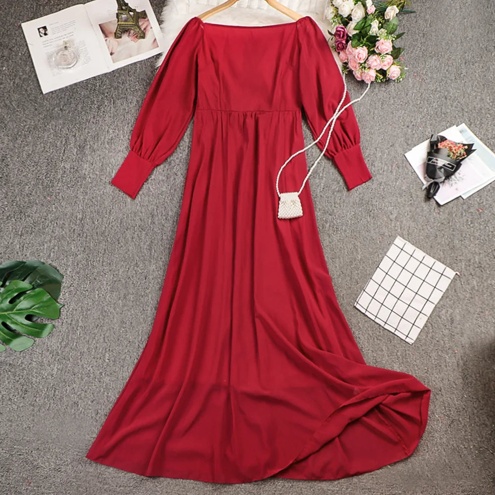 2024 Sexy Evening Dress for Women Party Gown High Waist Tulle Princess Skirt Long Sleeve round Neck Single Piece Spring Summer