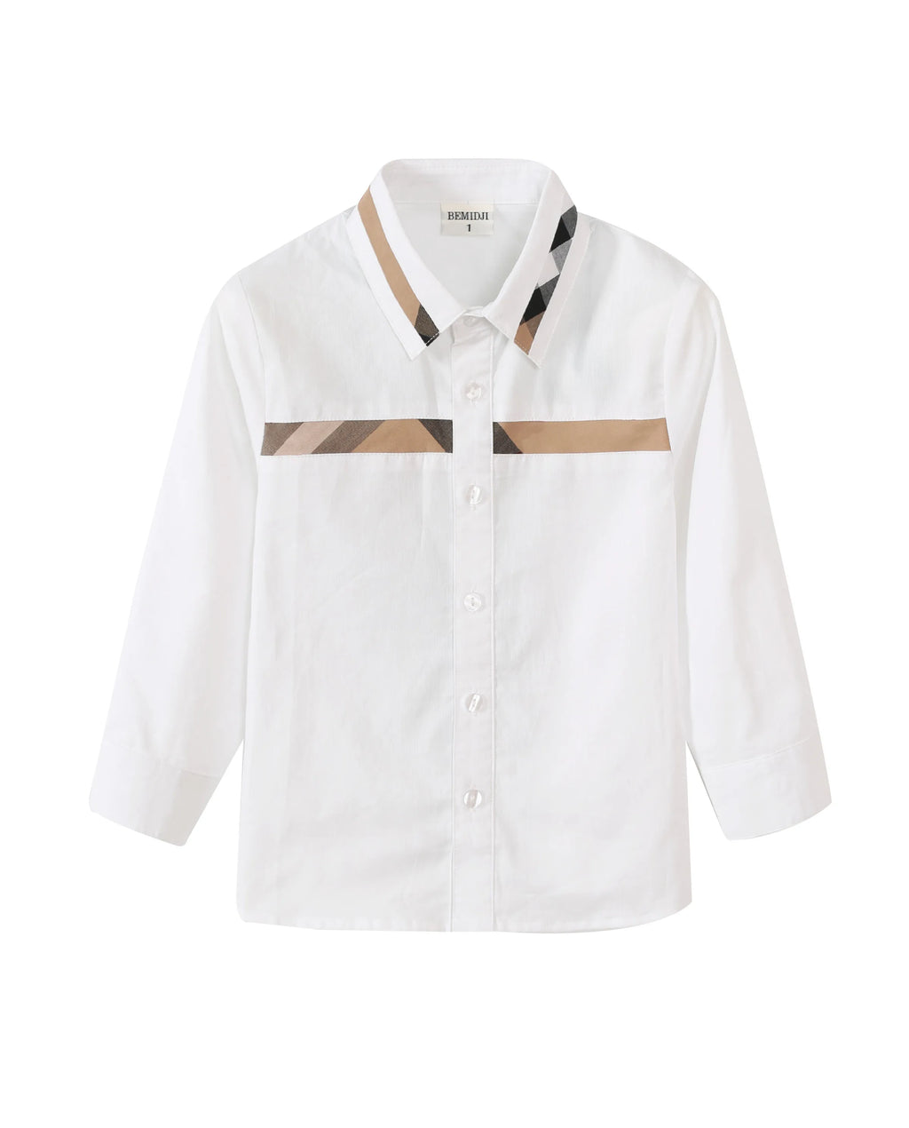 Baby Teenage Clothes School Uniform Boys Shirts White Striped Long Sleeve Turn-down Collar Kids Shirt for Boys Children Tops