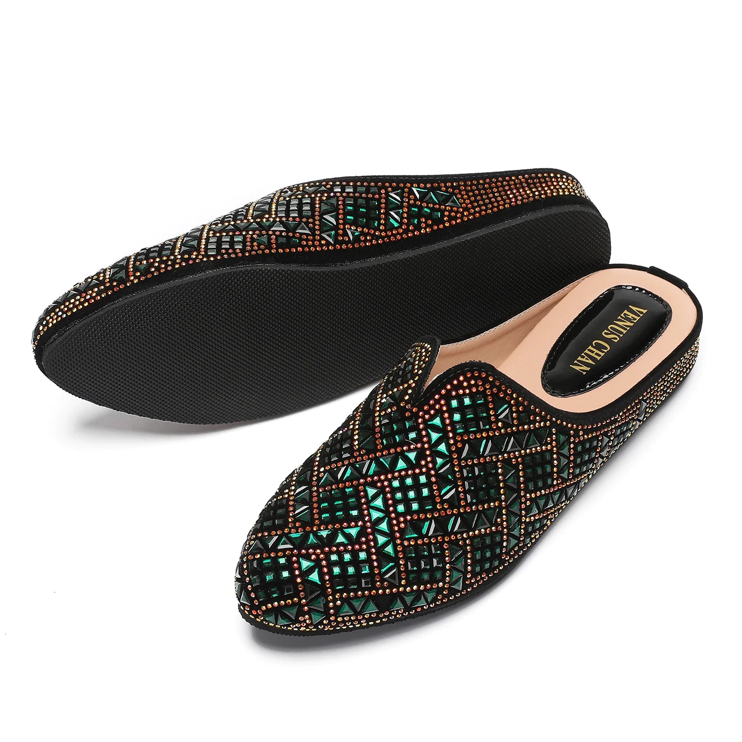 2025 Latest Design Nigeria Silver Color Half Shoes Elegant Flat Shoes for Woman Fashion Comfortable Party Slippers