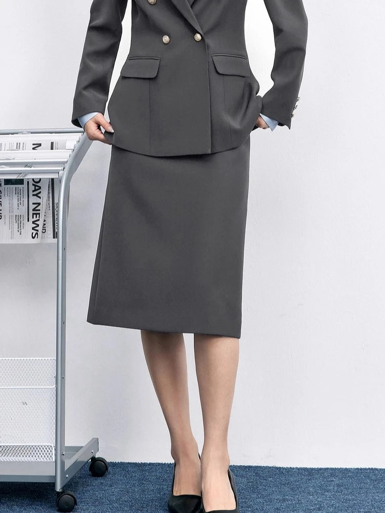 SENTUBILA Office Wear Straight Skirt 2026 Autumn New Arrival Slit Midi Skirt Elegant Office Lady Clothing 153QF2300