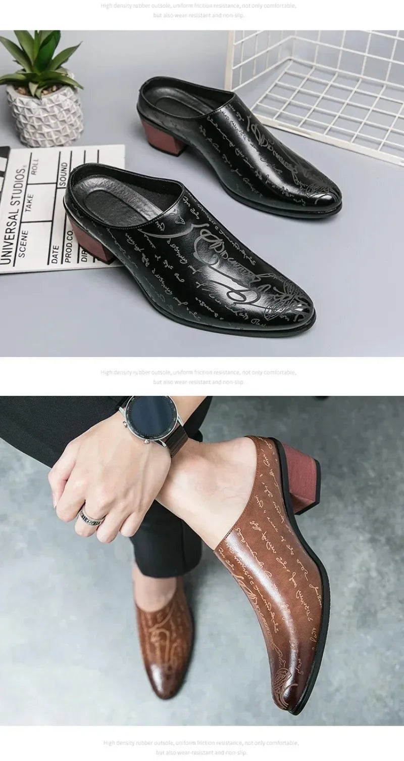 Men's Shoes High Quality Leather Casual Slippers Men Baotou Slippers Classic Slip-On Loafers Casual Leather Shoes Zapatos Hombre