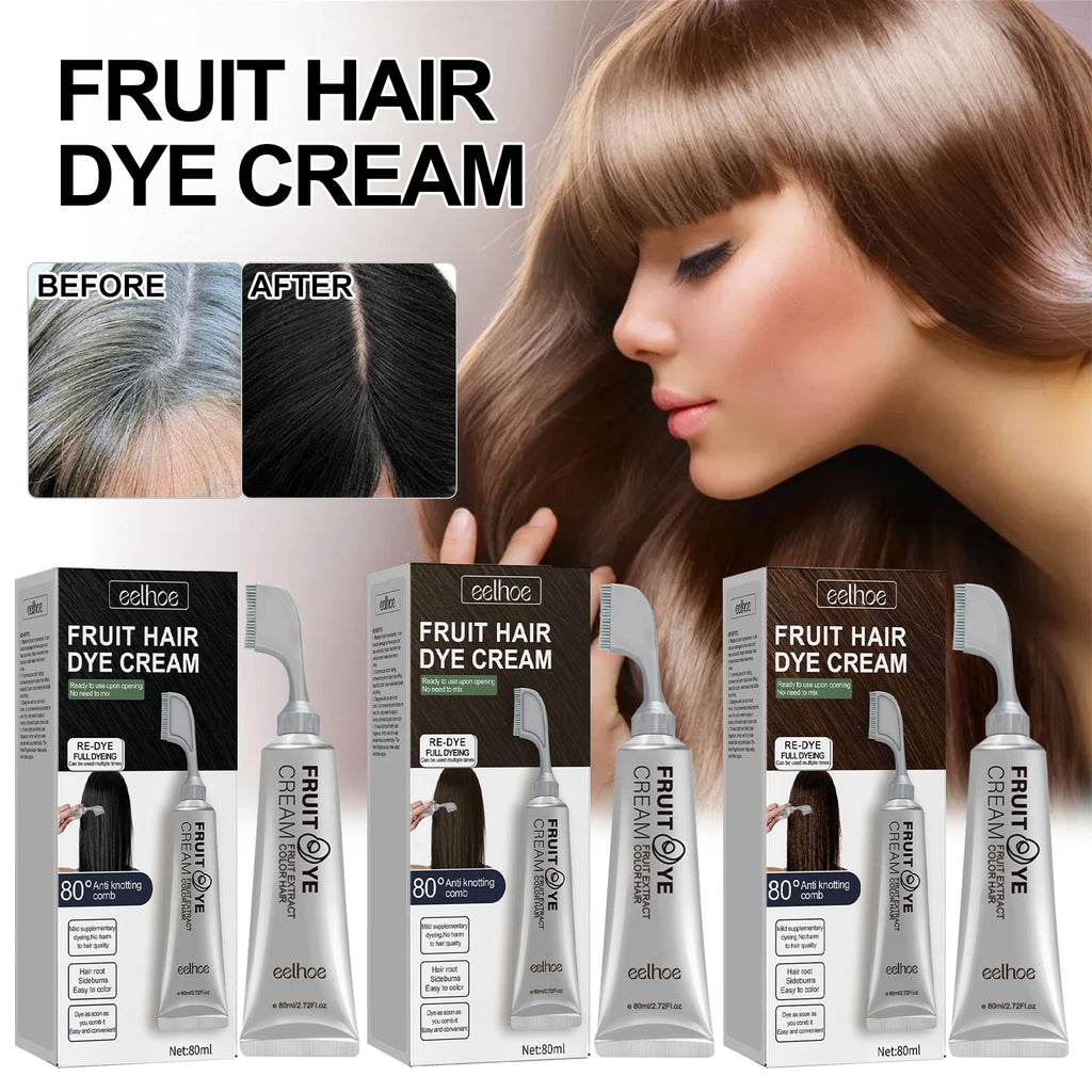 Fruit Hair Dye Cream Quick Coloring Enhance Hair Shine Nourishing Promote Hair Growth Moisturizing Black Hair Hairdressing Cream