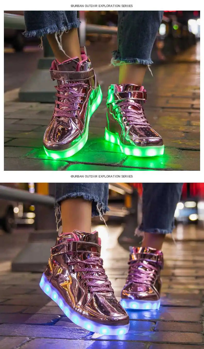 Kid Shoes Boy Girl Children Women Men Spring Summer Fashion Casual Sport Sneakers Led Light Up Dance Boots