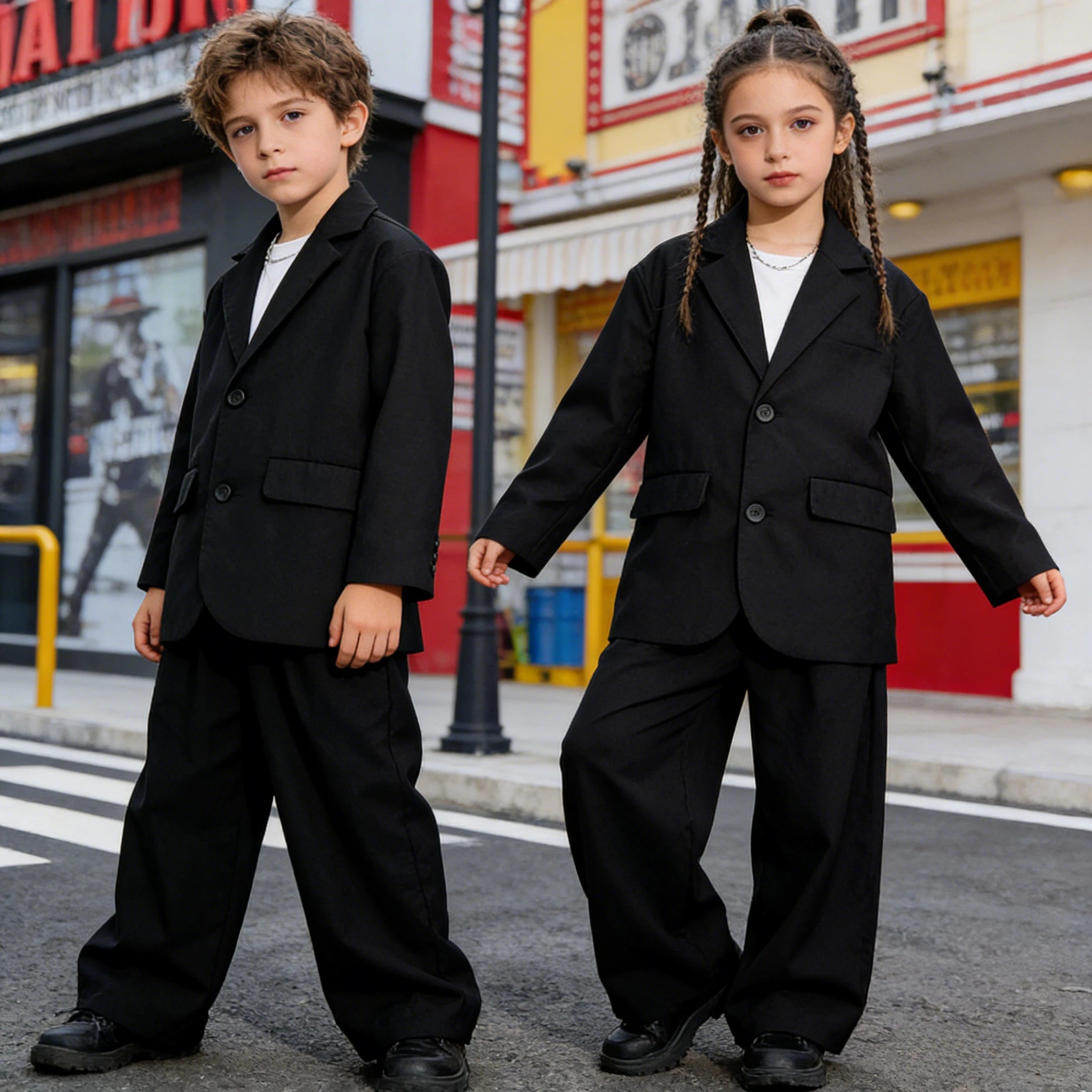Suit for Girls Autumn Casual Long Sleeve Blazer Pants Two Pieces Children Costumes Formal Black Jacket Set Boys 10 12 13 Years