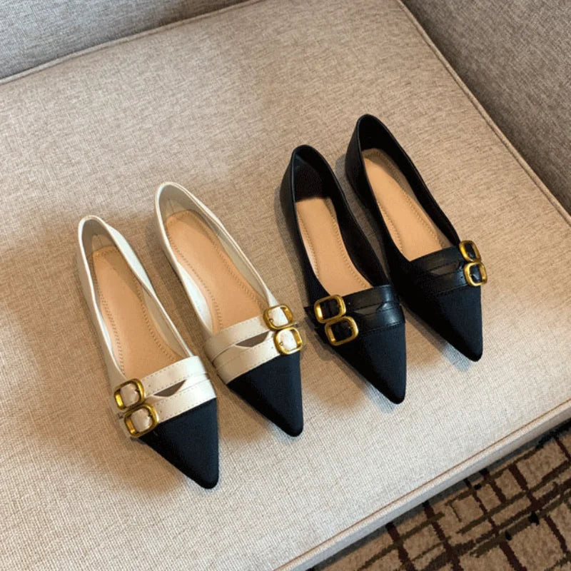 Ladies Summer Footwear Flat Office Black Shoes for Women 2025 Low Heel Elegant Pointed Toe Flats Beau Today High Quality 39 Shoe