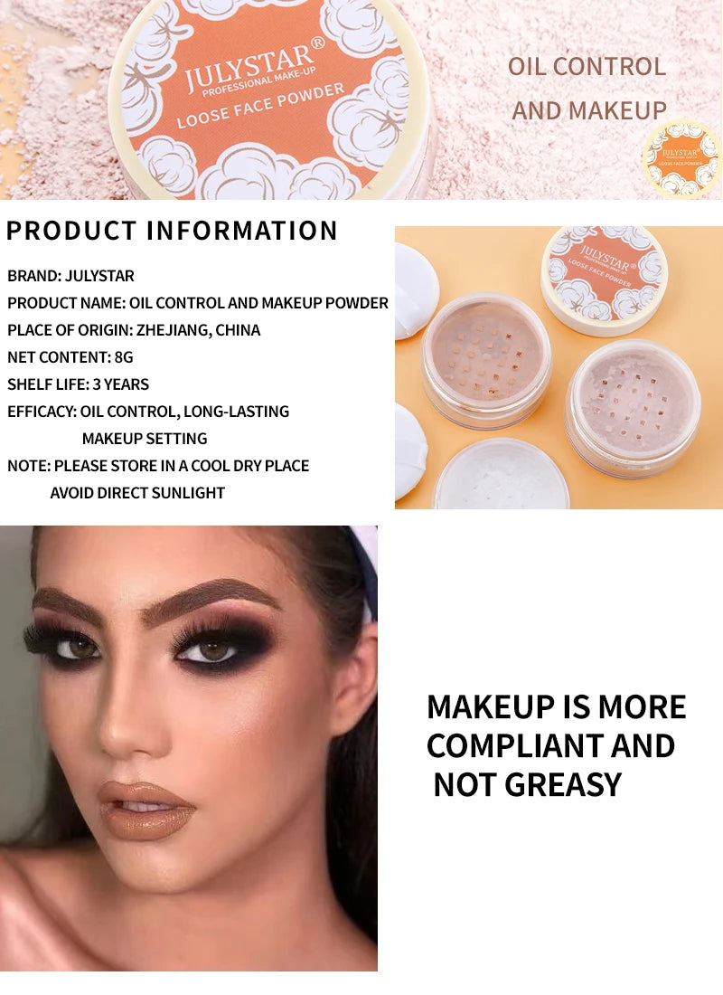 Mineral Face Powder Waterproof Oil Control Translucent Setting Powder High Coverage Makeup Fixer Powder Make-up For Women Makeup