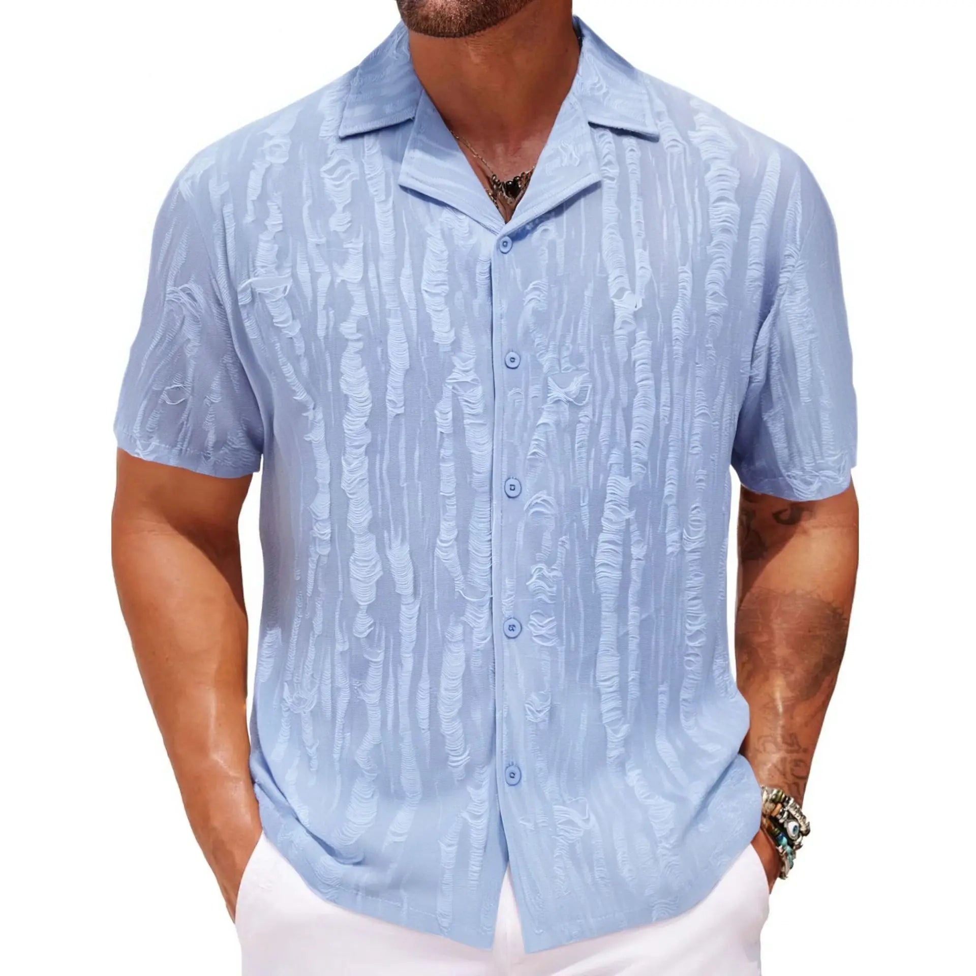 2026 Men's Summer Shirts Top Solid Turn-Down Collar Short Sleeve Shirt for Men Loose Half Sleeved Non Ironing T-shirt Male New